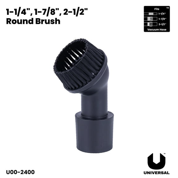 Universal 3-in-1 Round Brush for Wet/Dry Shop Vacuums, Multi-Surface Cleaning Attachment, Fits 3 Hose Sizes