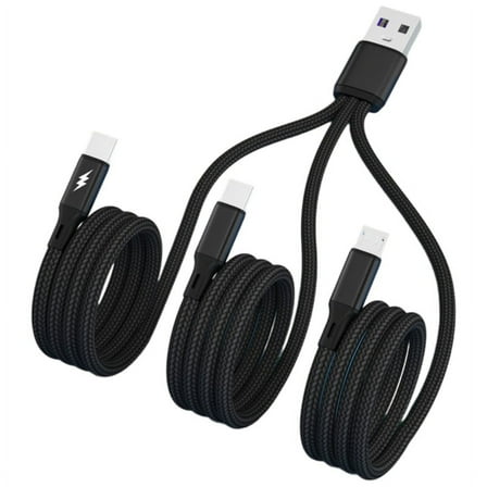 Universal 3 in 1 USB to Micro USB + Dual Type C Data Sync Charging Cable for Cellphone Tablet