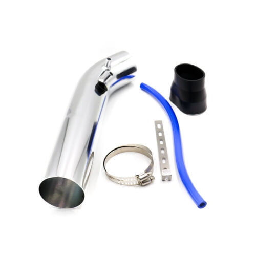 Universal 3 inch 76mm Aluminum Silver Cold Air Intake Pipe Induction Kit + Clamp