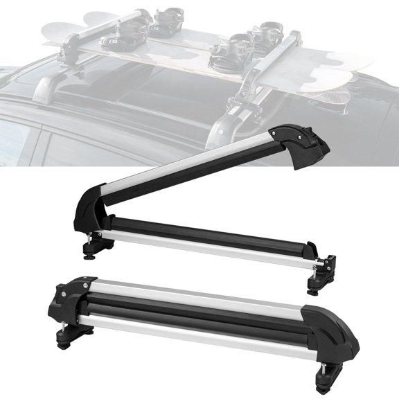 Universal 31.7-Inch Ski and Snowboard Roof Rack Carrier for Car with Lock Rubber Padding Holds 6 Pairs Skis or 4 Snowboards