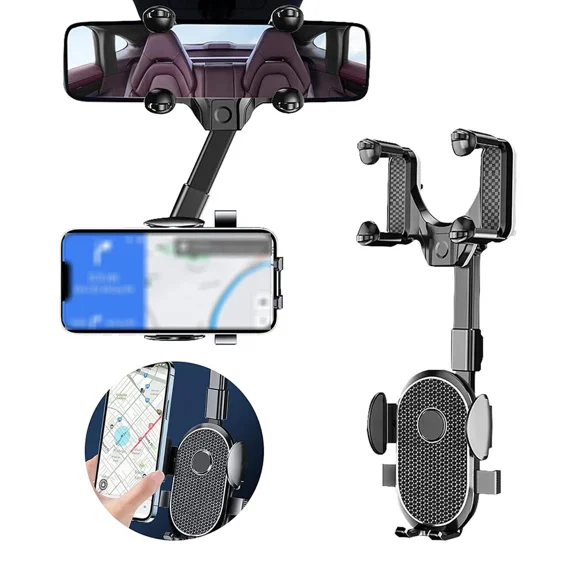 Universal 360 Car Rearview Mirror Phone Holder Mount Vehicle Cell Phone Stand