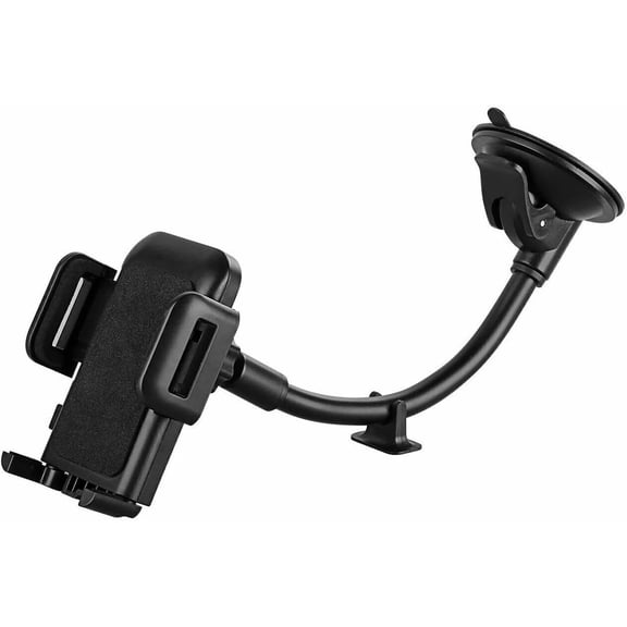 Universal 360 Car Windshield Mount Cradle Holder Stand GPS for Cell Phone, Universal Windscreen Car Mount Grip Flexible Long Arm Windshield Car Cradle with Extra Dashboard Base