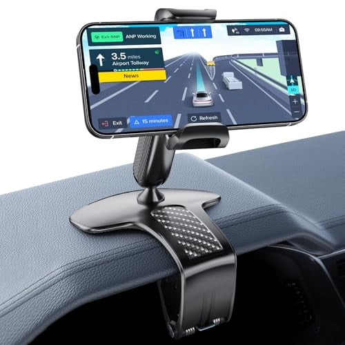 Universal 360 Dashboard Cell Phone Holder,Upgrade Clip Car Phone Holder Mount for Dashboard 360 Degree Rotation Dash Board Phone Mount Fit for iPhone,Samsung,Google,Nokia,4 to 7" Smartphones