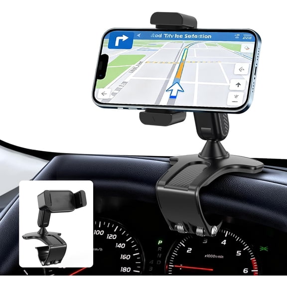 Universal 360 Dashboard Phone Holder,Easily Adjustable No-harm Clip Design Phone Mount for Car Compatible with All 4-7 Inch Smartphones
