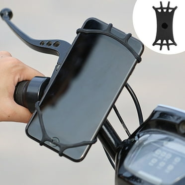 Universal 360° Rotating Motorcycle Bike Phone Mount Holder for 4-6.5" Screens, Silicone Gel Handlebar Clip, Shockproof No-Tool Install