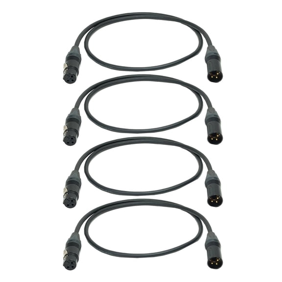 Universal 3FT 3-Pin Premium DMX Cable (4-Pack)