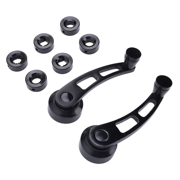 Universal 4 1/4 Inch Billet Aluminum Window Crank Handle Kit Direct Replacement Door Window Crank Winder Set for Chevy Ford Chrysler Hot Rod Custom Vehicles (Black, 4.25 in / 10.8 cm)
