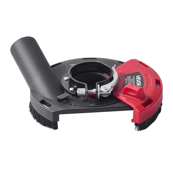 Universal 4-5 Inch Angle Grinder Dust Shroud with 5 Inch Diamond Cup Wheel 6 Clamping Washers for Concrete Wood Wall Vacuum Cleaner Attachment