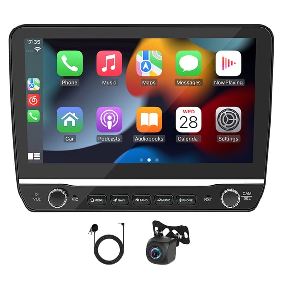 Universal 4+64G 2 Din Car Stereo with 10.1 Inch Touchscreen Car Stereo GPS Navigation with Carplay Android Auto Car Radio with 720P Camera Support Voice Control Bluetooth Wifi Mirror Link SWC
