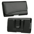 thumbnail image 1 of Universal 4.7" Horizontal Leather Belt Clip Holster Pouch Flip Carrying Holder Case with ID Card Holder, Belt Loops, Magnet for MEDIUM Cell Phone Pouch Cover [ Dimension: 5.7 x 3.1 x 0.7 inch ] BLACK, 1 of 7