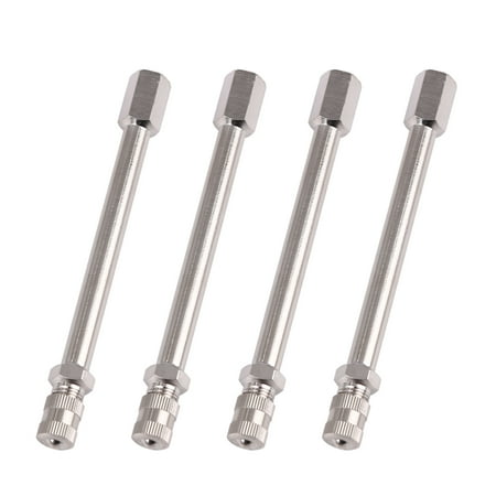 Universal 4 Inch Straight Metal Tyre Valve Stem Extension Rod Wheel Adapter for Car Truck Motorcycle Silver Tone
