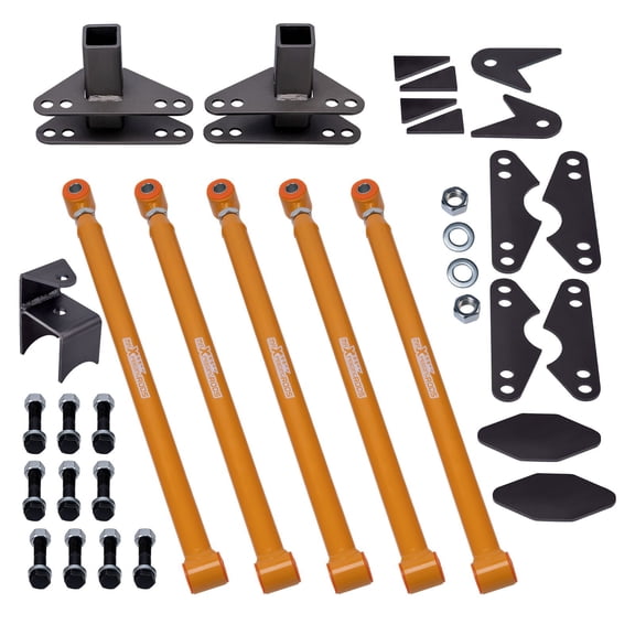 Universal 4 Link Weld-On Parallel Rear Suspension Kit for Rod Rat Truck Air Ride, 24" Steel Bars, 1.25" DOM Tubing, Includes Pan Hard Bar, SKU 80072621, Left/Right Position