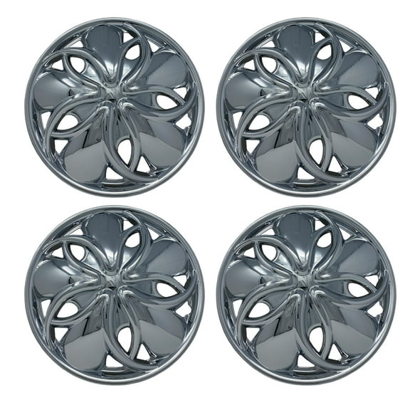 Universal 4 PC Chrome 13" Hub Cap 912 Set Style Snap Clip On Hub Cap
