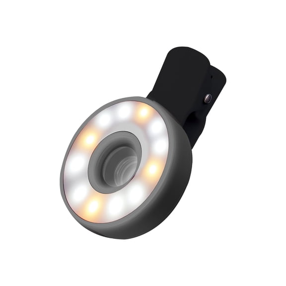 Universal 4 Piece LED Lens Kit for Smartphones, Fisheye, Macro, Wide-Angle & LED Light, Black