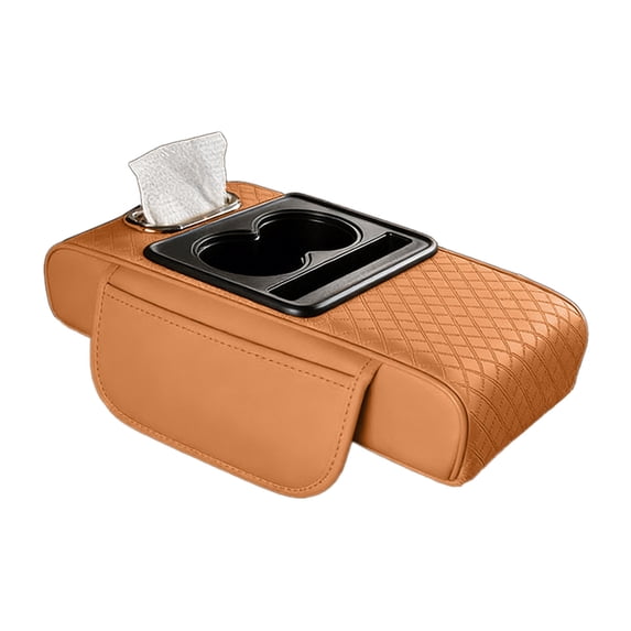 Universal 4-in-1 Center Armrest Cover with Cup Holder and Phone Mount for Vehicles - Center Console Protector and Storage Organizer for Car Interiors