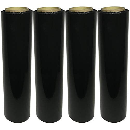 4 pack Black 18 Inches X 1000 Tough Pallet Shrink Wrap, 80 Gauge Industrial Strength Plastic Film, Grade Strength Film, Moving  Stretch Packing Wrap, For Furniture, Boxes, Pallet