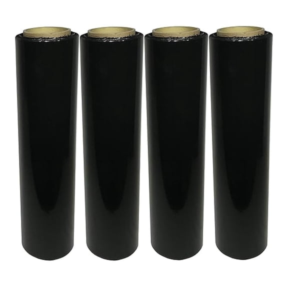 Universal 4 pack Black 18 Inches X 1000 Tough Pallet Shrink Wrap, 80 Gauge Industrial Strength Plastic Film, Grade Strength Film, Moving & Stretch Packing Wrap, For Furniture, Boxes, Pallet