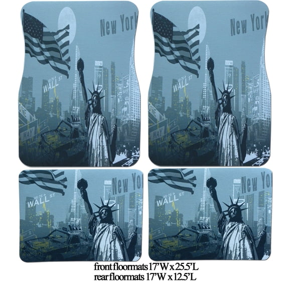 Universal, 4 pcs set of floormats with a printed New York design