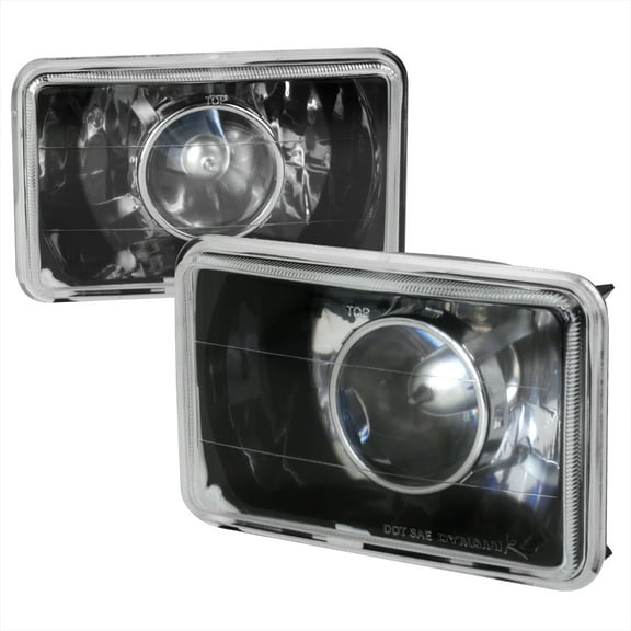 Universal 4"x6" H4 Projector Headlights (Black Housing/Glass Lens)