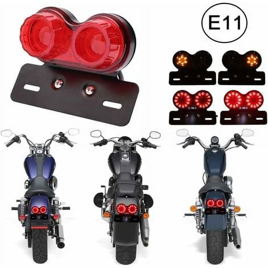 Universal 40 LED Dual Motorcycle Tail Light Brake Light, Turn Signal Indicators Running Lamp with License Plate Bracket for Street Bike Dirt Bike Cruiser (Red),FloreceBien