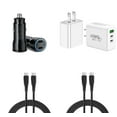 thumbnail image 1 of Universal 40W Dual USB-C PD Power Delivery Car Charger, 40W 3-Port Wall Charger, 60W USB-C to USB-C Cables for AT&T Vista- Black, 1 of 5