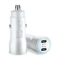 thumbnail image 1 of Universal 40W Dual USB-C (Type-C + Type-C) Fast Charging PD Power Delivery Car Charger for iPhone 15 - White, 1 of 8