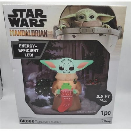 product image of Universal  42.1 x 37 in. Airblown the Mandalorian Child with Frog in Stocking - Multi Color