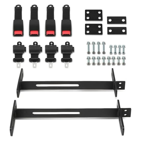 Universal 42" Retractable Golf Cart Seat Belts Kit and Bracket Compatible with Golf Carts EZGO TXT RXV Drive DS Club Car