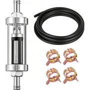 Universal 5/16" Inlet/Outlet Fuel Filter Clear View - Glass Compatible with 5/16 inch Gas Fuel Line Hose and Clamps for Lawn Mower,Small Engine,Snowmobile,Motorcycle,Automobile
