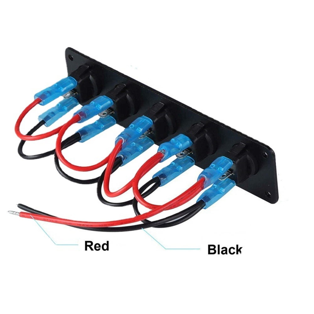 Universal 5 Gang Rocker Switch Panel Control Blue LED For Car Boat ...