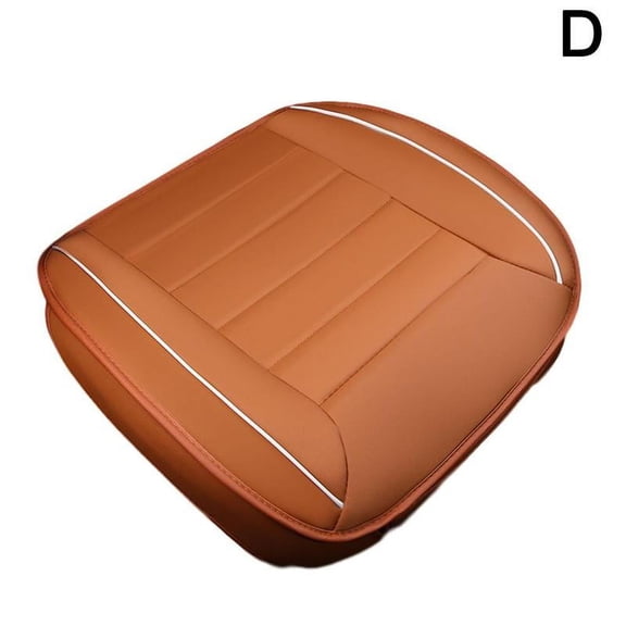 Universal 5-Layer Breathable Car Front Seat Cover Premium PU Leather Anti-Slip Full Surround Protector with Shock Absorption Cushion Comfort Fit for Most Cars All Seasons Black Beige Red Orange