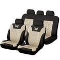 thumbnail image 1 of Universal 5-Seat Car Seat Cover Set With Embroidered Protector, Featuring Butterfly Press Embroidery And Water-Resistant Fabric For Seat Protection, For Car Interior Aesthetics, 1 of 8