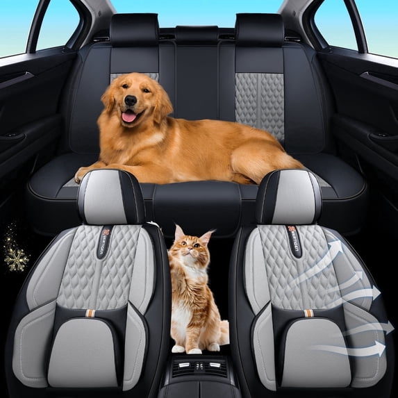 Car Seat Covers, Suitable For 99% Of Cars, With Built-In Lumbar Support, Premium Pu Leather, Non-Slip Design, And Compatible With Airbags.