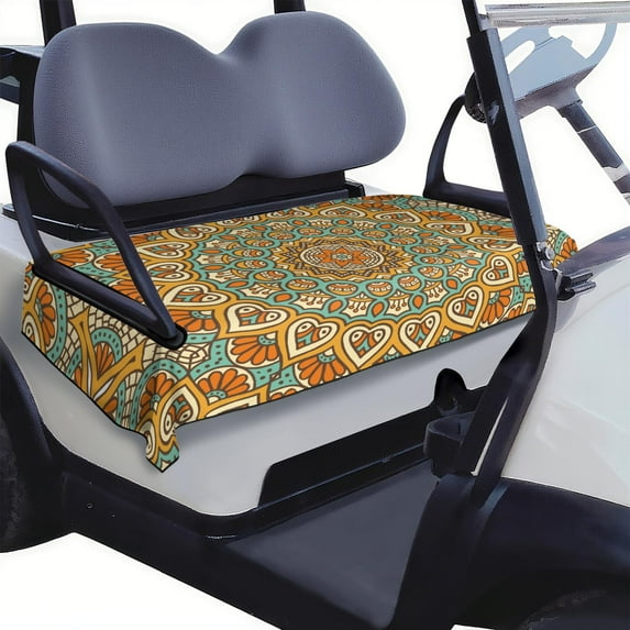 Universal 51" x 31" Golf Cart Seat Protector, Mandala Pattern Microfiber Towel for Front Bench Seats