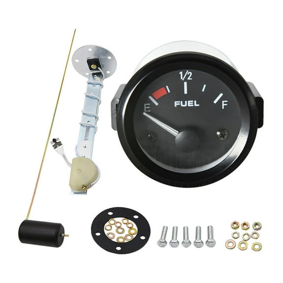 Universal 52mm Fuel Level Gauge Car Vehicle Meter With Fuel Float Sensor White LED Light Black Shell Automotive Gauges ,Compact & Sturdy