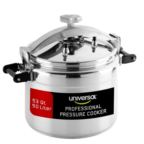 Universal (Extra Large) 53-Quart Aluminum Pressure Cooker for Professional Use – Commercial-Grade, 2 Safety Valves, Reinforced Handles, Easy-Open Lid, – Ideal for Large Kitchens, and Restaurants