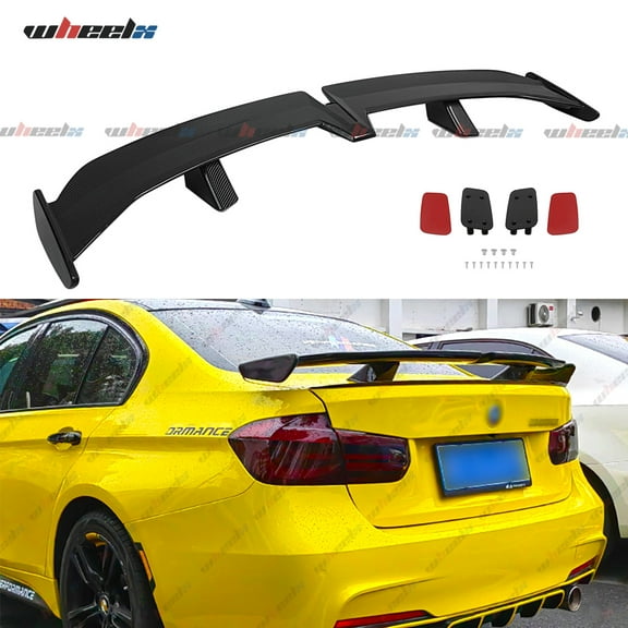 Universal 55" Rear Trunk Spoiler Wing Carbon Fiber Look GT Racing Spoiler DeckLid Lip Exterior Accessories Compatible with Mazda Nissan Sentra Toyota Camry Honda Civic Dodge Charger (Tape Install)