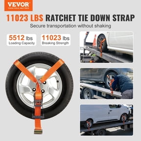 Universal 5512LB Working Load Tie Downs, 4-Pack Fits SUV, Van, UTV 2" x 120" with Secure Flat Hooks