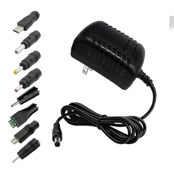 Universal 5V 2.4A Power Supply | 12W AC Adapter with 8 DC Tips for Router, CCTV Camera, LED Strip, Speaker (Not for Laptop)