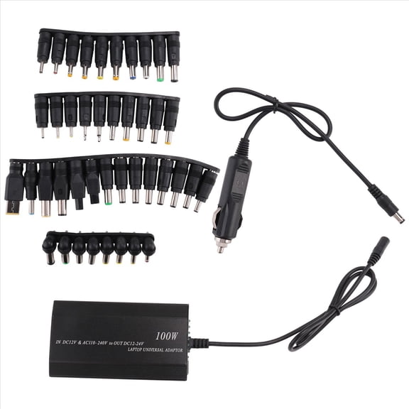 Universal 5V-24V AC Power Adapter Adjustable Car Home Charger USB5V Power Supply 100W 5A Laptop with 34Pcs DC Connector