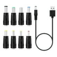 thumbnail image 1 of Universal 5V DC 5.5 2.1mm Jack Charging Cable Power Cord, USB to DC Power Cable with 8 Interchangeable Plugs Connectors Adapters Compatible with 5V Devices Max Support 3A, 1 of 9