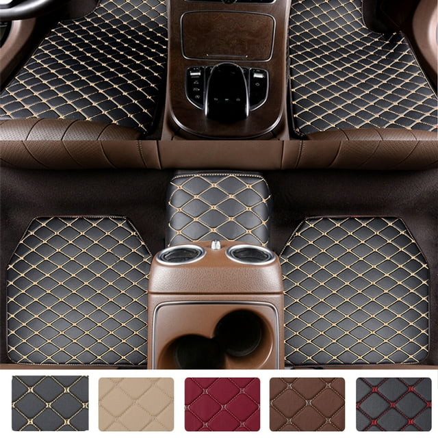 Universal 5pcs Car Floor Mats PU Leather Waterproof NonSlip Carpets