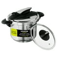 thumbnail image 1 of Universal 6.3 Quart / 6 Liter Stainless Steel Easy Use Pressure Cooker + Extra Glass Lid, Induction Compatible, 7 servings, 1 of 9