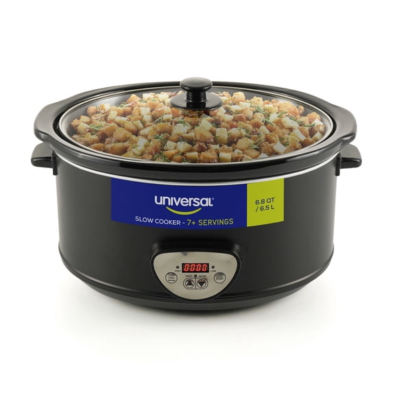 Universal (6.8 Quart) Programmable Slow Cooker Digital Ceramic Slow Cooker with Removable Pot, Auto Keep Warm, Glass Lid & Cool-Touch Handles, Family Size Crock Pot