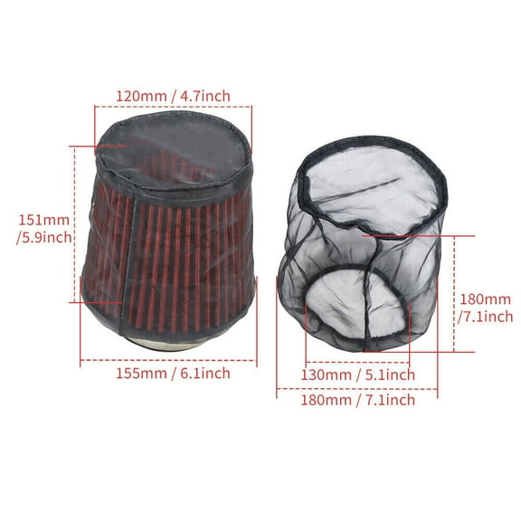 Universal 6" Cold Air Intake Filter Wrap Mesh Conical Sock Cover Dust Proof