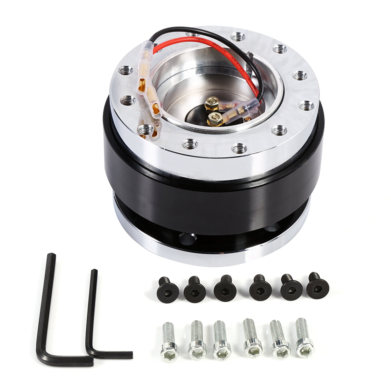 BATU Universal Steering Wheel Quick Release Hub Adapter Kit - Snap Off Kit, 75mm, Black Aluminum (QR030-BK-US)