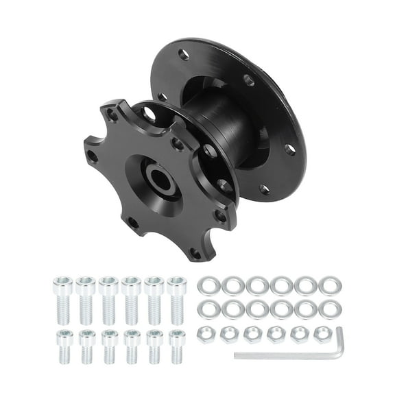 Universal 6 Hole Car Steering Wheel Hub Adapter Quick Release Boss Kit Aluminium Alloy Black