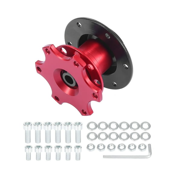 Universal 6 Hole Car Steering Wheel Hub Adapter Quick Release Boss Kit Red Aluminium Alloy