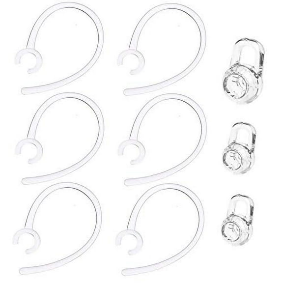 Universal 6 Piece Large Earhooks w/Replacement Earbuds Ear Gels Tips S M L for Earbud Headset Bluetooth Wireless - Clear