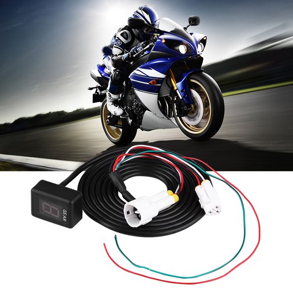 Universal 6 Speed Digital Gear Indicator Display Red LED Shift Level Sensor for Motorcycles Waterproof Display Assembly Dashboard Mount Replacement Part